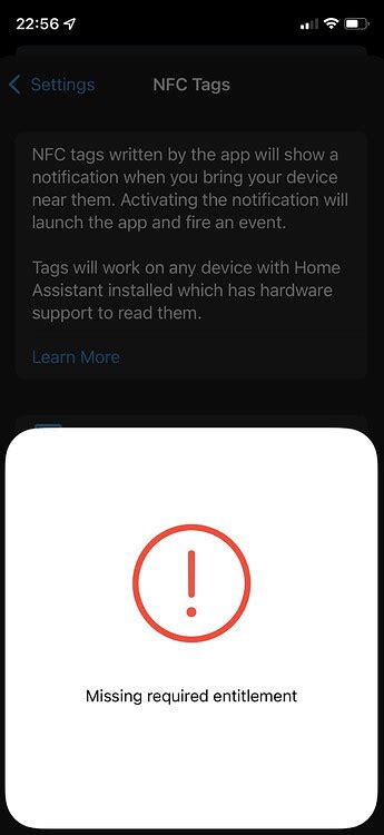 error reading rfid tag required entitlement is missing|NFC Tad error after update to IOS 17.4 an .